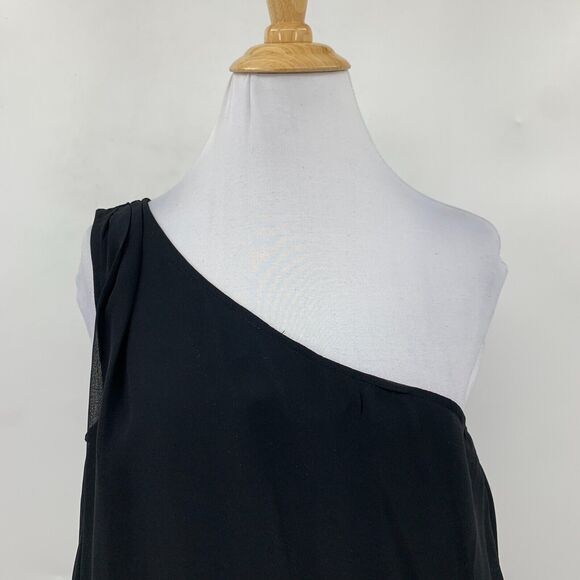 She Said... Sequin Cocktail Dress Womens S Small Black One Shoulder Banded Waist - Picture 3 of 15